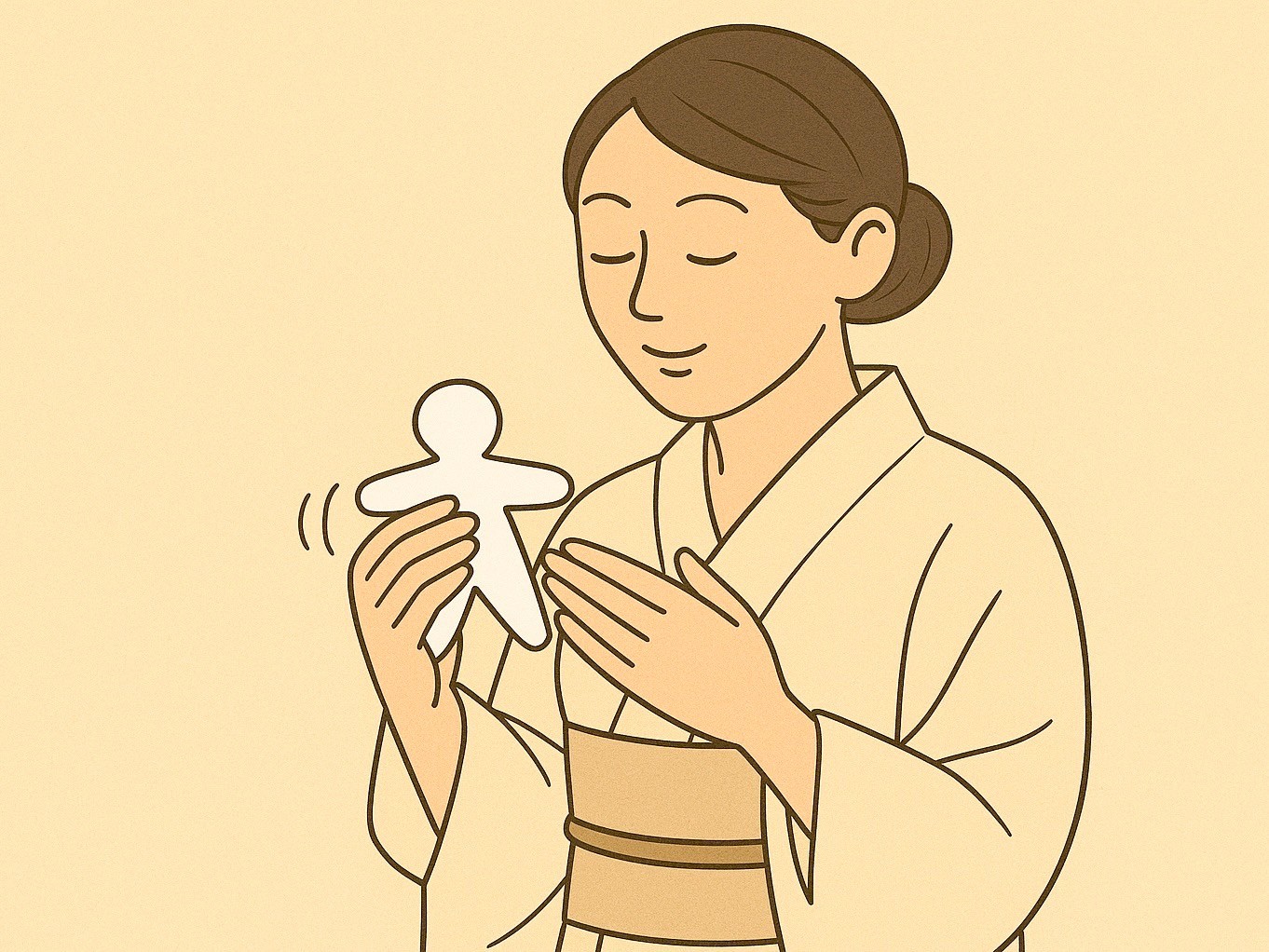 形代で身体をなでる