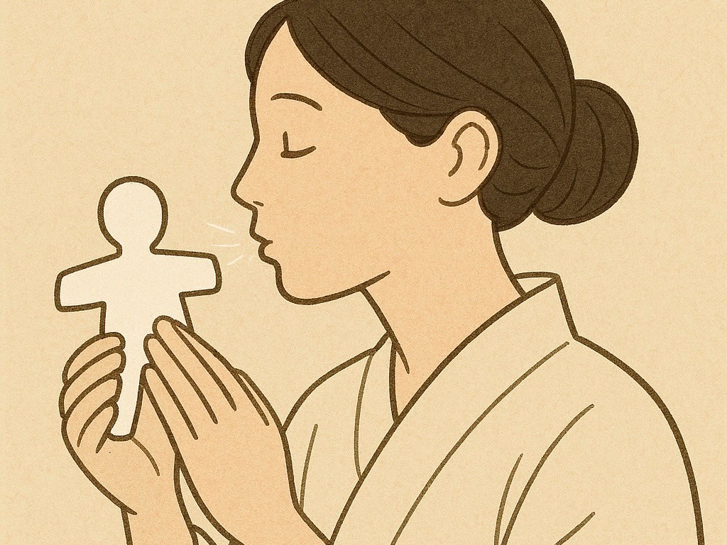 息をふきかけケガレを移す